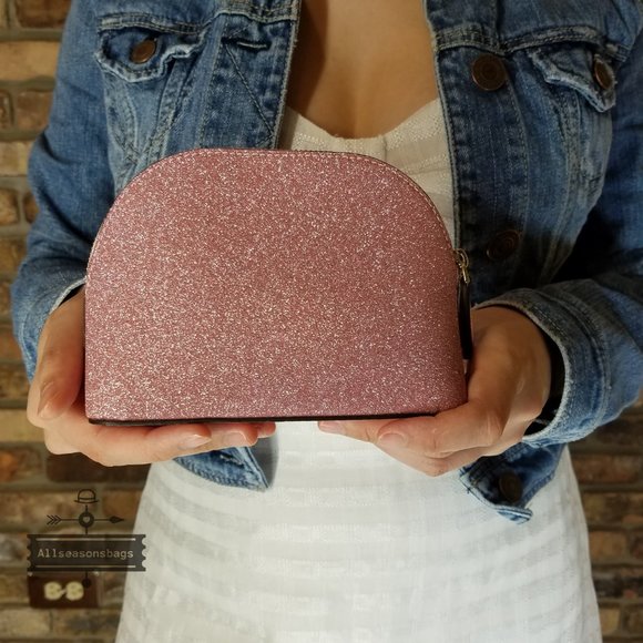 Kate Spade LOLA glitter small dome cosmetic PINK - Picture 4 of 7